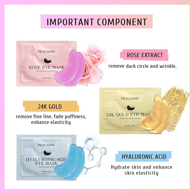 PEAUAMIE Under Eye Patches Gold and Hyaluronic Acid - Image 3