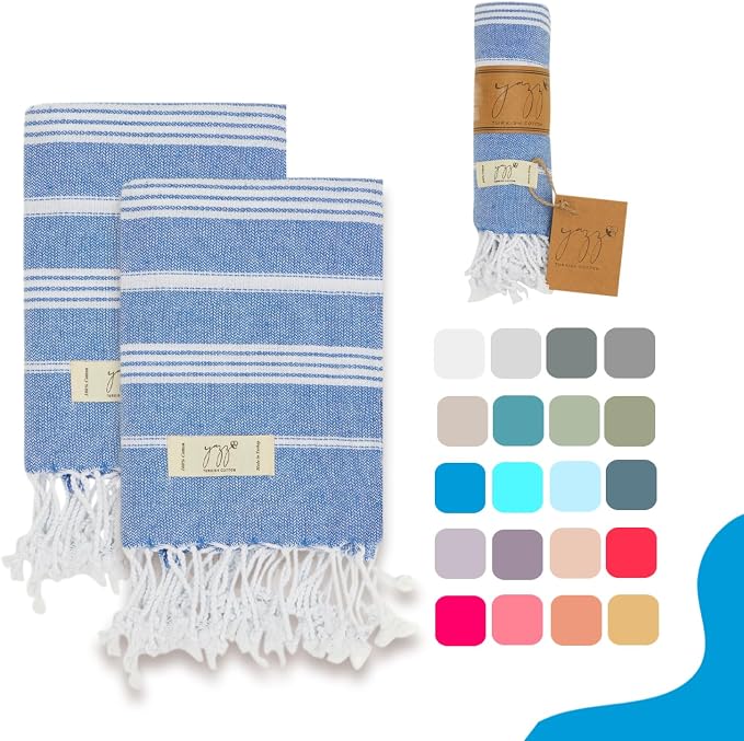Hand Towels - Set of 2, Decorative Peshtemal Cotton Hand Towels by YAZZTURKISHCOTTON