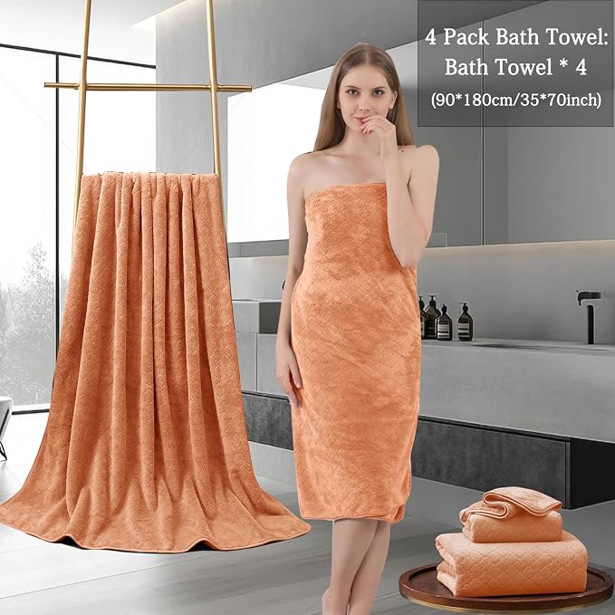4 Piece Extra Large Bath Towels Set 35x70 Inches - Image 5