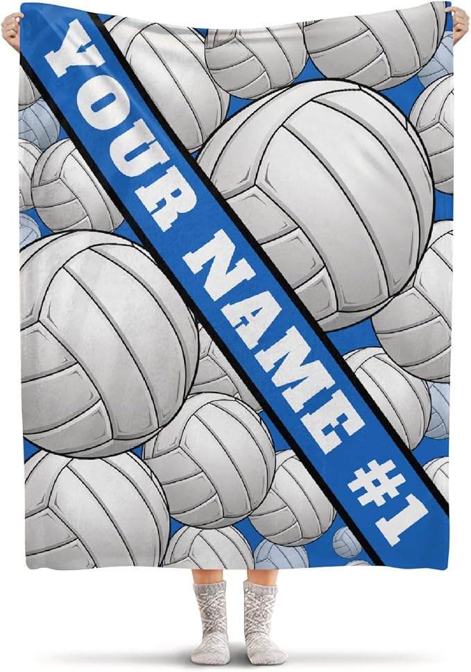Custom Volleyball Blanket, Personalized Sport Throw by Padumuttara