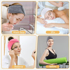 SINLAND Spa Headband for Women 3 Counts Adjustable Makeup Hair Band - Image 4