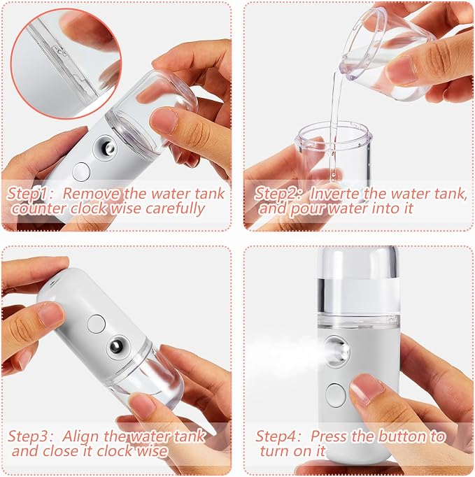 Mudder 4 Pcs Nano Facial Mister Handy Nano Mist Sprayer 30ml Visual Water Tank - Image 6