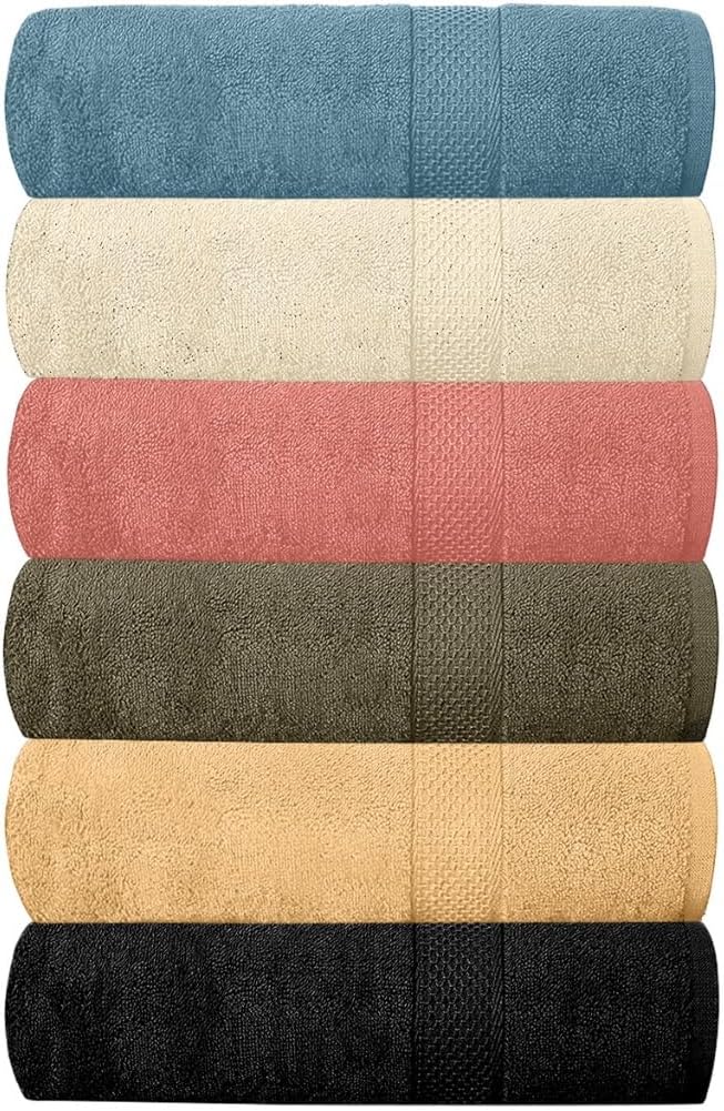 QUBA LINEN Hotel & Spa 100% Cotton Bath Towels Pack of 6, Ultra Soft, Quick Dry by QUBA+LINEN
