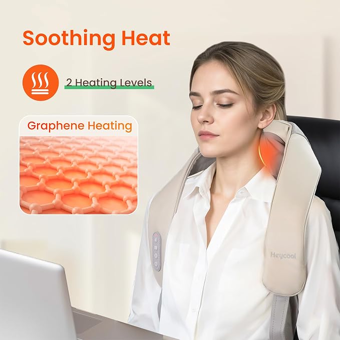 Heycool Cordless Neck and Shoulder Massager, Graphene Heating, Upgraded Shiatsu - Image 3