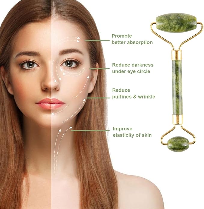Jade Roller & Gua Sha Set 5 in 1 Facial Massager Tools - Image 3