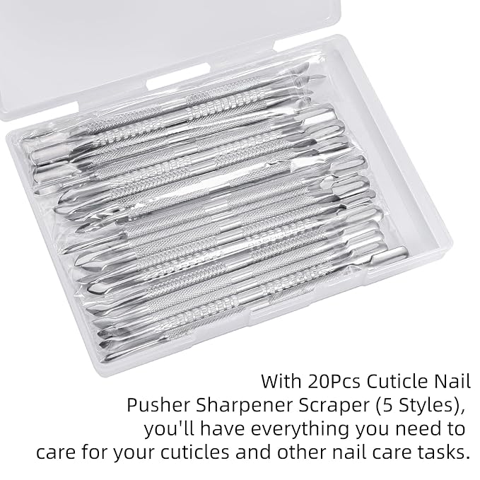 20 Pcs Cuticle Pusher Tools, Professional Dual Sided Stainless Steel Cuticle - Image 5