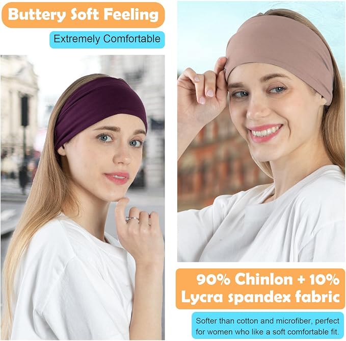 RITOPER Wide Headbands for Women Non Slip, Workout Yoga Running Womens Headband - Image 3