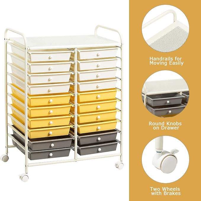 Giantex 20 Drawer Rolling Storage Cart Tools Scrapbook Paper Office School - Image 7