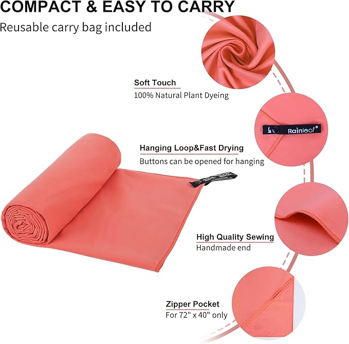 Rainleaf Microfiber Towel Perfect Travel & Gym & Camping Towel. Quick Dry - Image 3