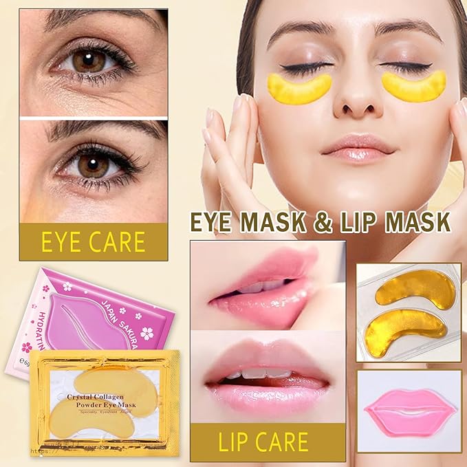30 Pairs 24K Gold Eye Masks & Lip Masks, Under Eye Patches - Image 2