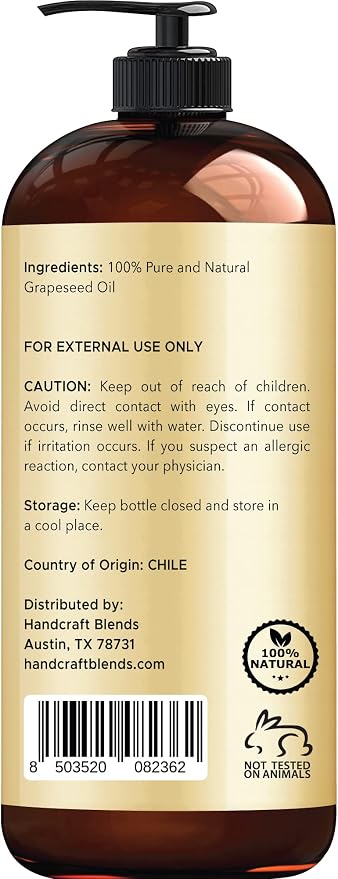Handcraft Blends Grapeseed Oil | 100% Pure and Natural | Bath & Body Oil | - Image 2