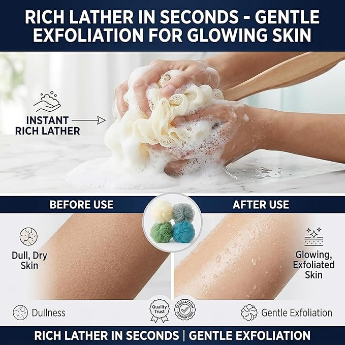 4 Pack Large Bath Puff Loofah Sponge - Image 5