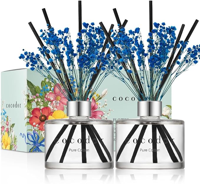 COCODOR Preserved Real Flower Reed Diffuser/Pure Cotton / 6.7oz / 2 Pack/Reed by COCODOR
