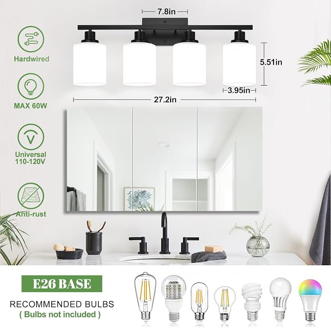 MOKATNG 4-Light Bathroom Light Fixtures, Vanity Light - Image 7