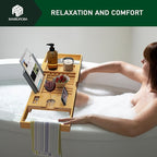 Foldable Bamboo Bathtub Caddy Tray Expandable - Image 3