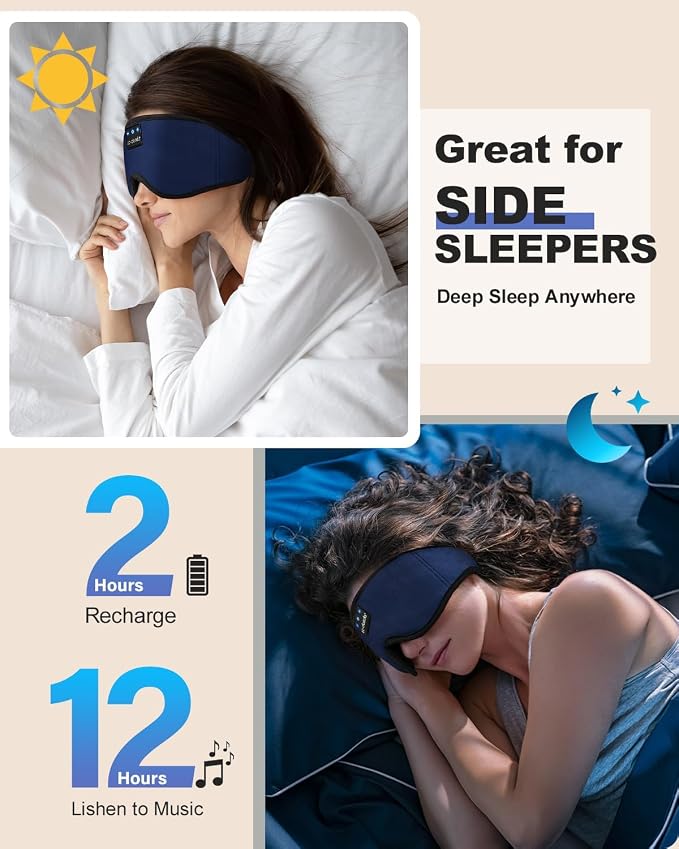 LC-dolida Sleep Headphones, Sleep Mask Bluetooth Wireless Music Eye Mask - Image 7