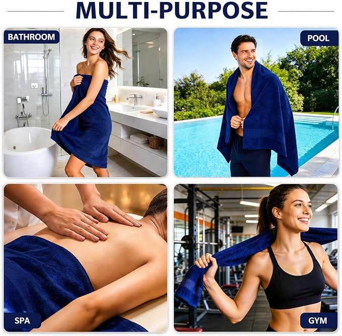 SEISSO 4 Pack Extra Large Bath Towels 63"x35", Bath Sheets - Image 7