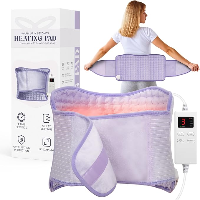 Heating Pad for Period Cramps, Upgraded Wrap Heating Pad for Back Pain Relief by vilicert