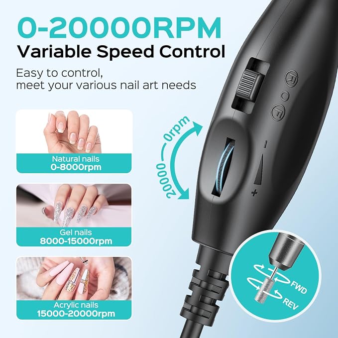 COSLUS C40 Electric Nail Drill File Professional: - Image 7