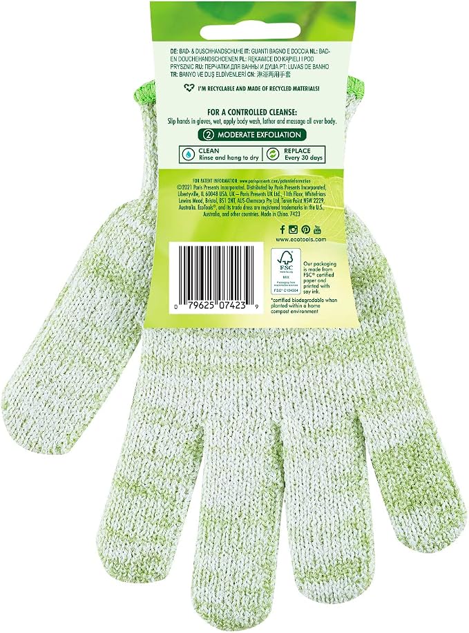 EcoTools Bath & Shower Gloves, Recycled Netting, Exfoliating, Gentle Cleansing - Image 4