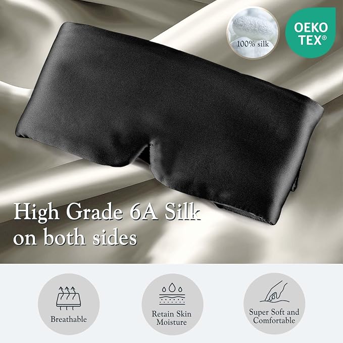 Nature Silk Sleeping Mask Soft Featherweight Eye Mask Large Wrap-Around - Image 5