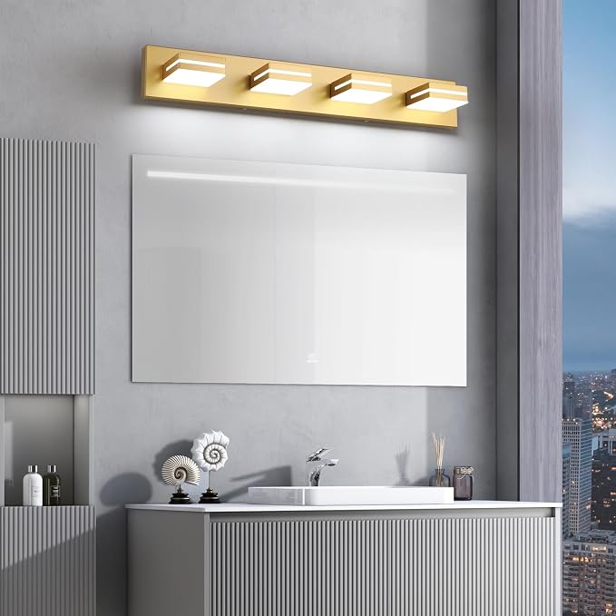 SineRise LED Modern Bathroom Vanity Light Fixtures, Matte Gold Modern Acrylic - Image 6