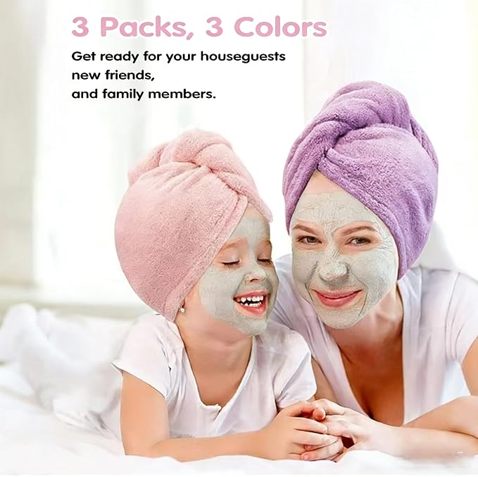 3 Pack Microfiber Hair Towel Wrap - Image 8
