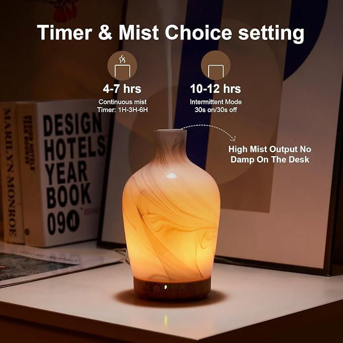 Classical Vase Art Glass Aromatherapy Diffuser 160ml ultrasonic Cool Mist Scent - Image 3