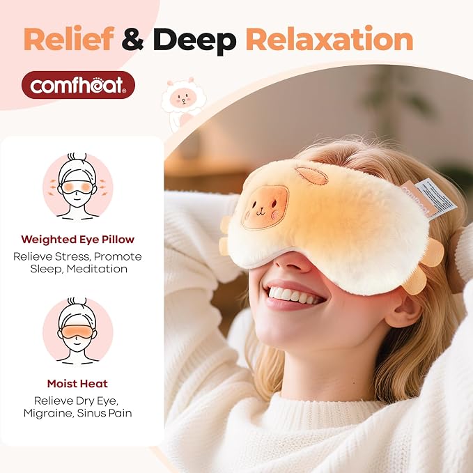 Lavender Weighted Eye Pillow for Yoga, Microwavable Moist Heat Eye Compress - Image 2
