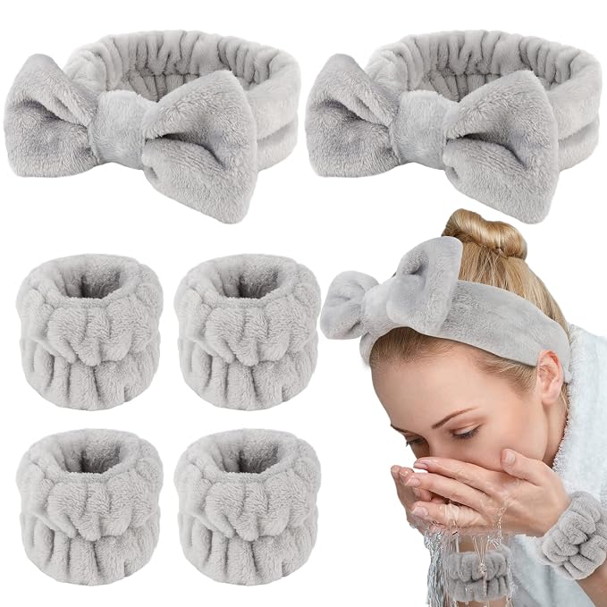 WHAVEL 6PCS Spa Headband and Wristbands Set, Face Wash Headband Wrist Bands by Whavel