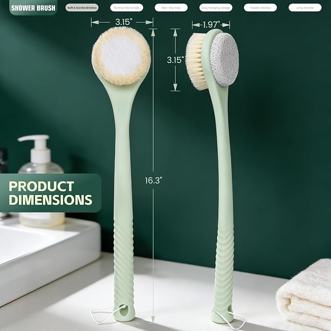 Back Scrubber for Shower, Long Handle Exfoliating Brush, Dual-Sided Bath Brush - Image 7