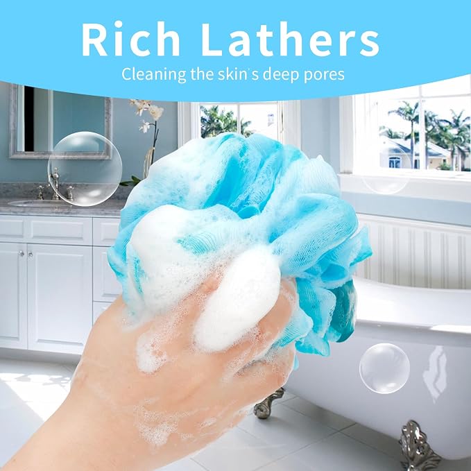 FARMOGA Bath Loofah Sponge Back Scrubber Shower Sponge Soft Mesh Exfoliator - Image 8