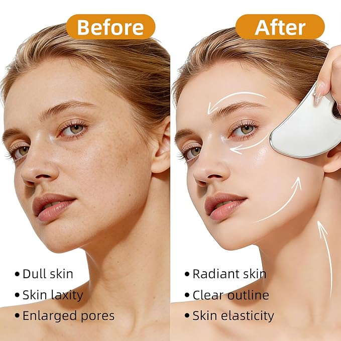 Stainless Steel Gua Sha & Lymphatic Contour Face Brush, Facial Brush - Image 6