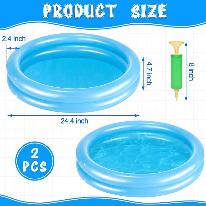 2 Pack Blue Inflatable Pool Foot Bath Basin, Swimming Pool Clean Feet, Foot - Image 2