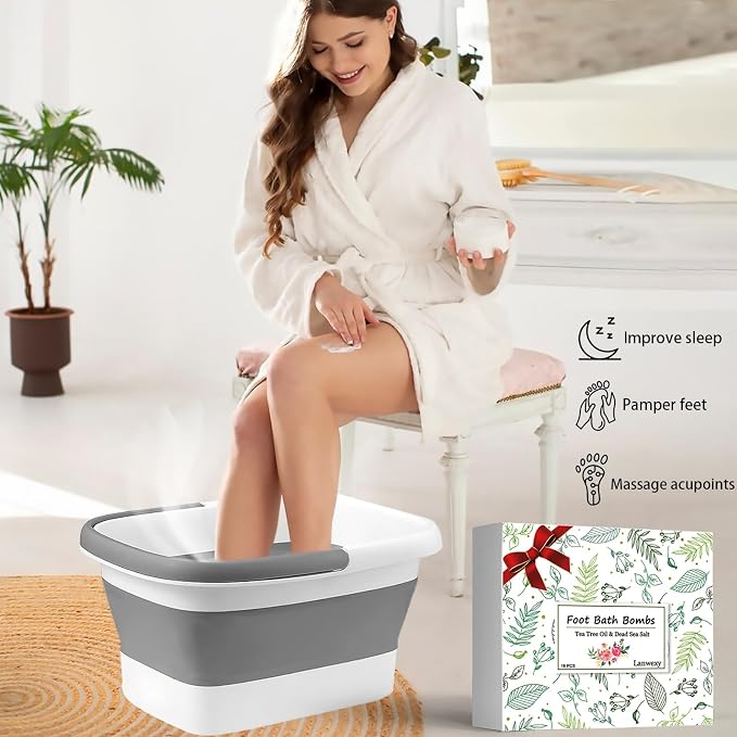 Lanwexy Foot Soaking Tub, Collapsible Bucket, Foot Spa, Foot Bath 16 Pack Foot - Image 2