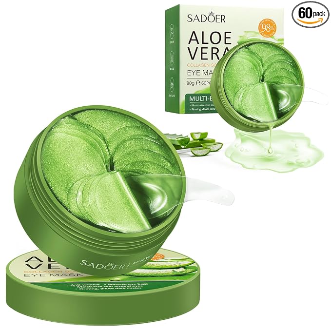 Under Eye Patches for Puffy Eyes and Dark Circles – 60 PCS Aloe Vera Under Eye by Caewous