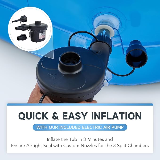 CO-Z Inflatable Bathtub with Electric Air Pump and Bath Pillow Headrest - Image 7
