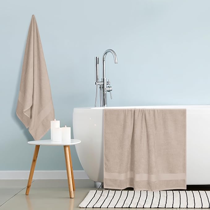 GLAMBURG Premium Cotton Oversized 2 Pack Bath Sheet 35x70-100% Pure Cotton - Image 4