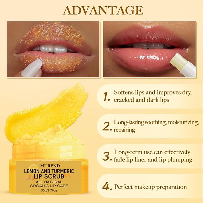 3PCS Turmeric Lemon Lip scrub and Turmeric Lip Balm - Image 3