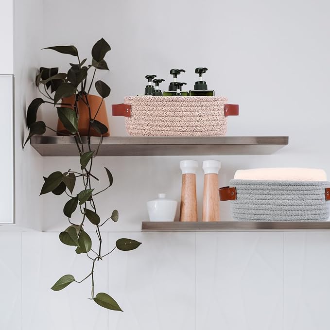 ABenkle Small Storage Basket, Mini Rope Woven Baskets, Cute Shelf Closet - Image 5