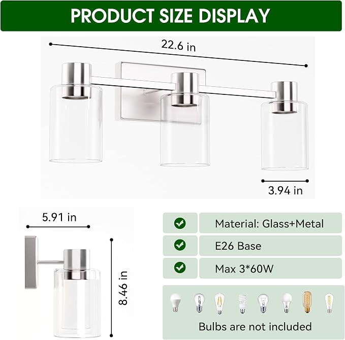 3-Light Brushed Nickel Wall Sconces - Image 5