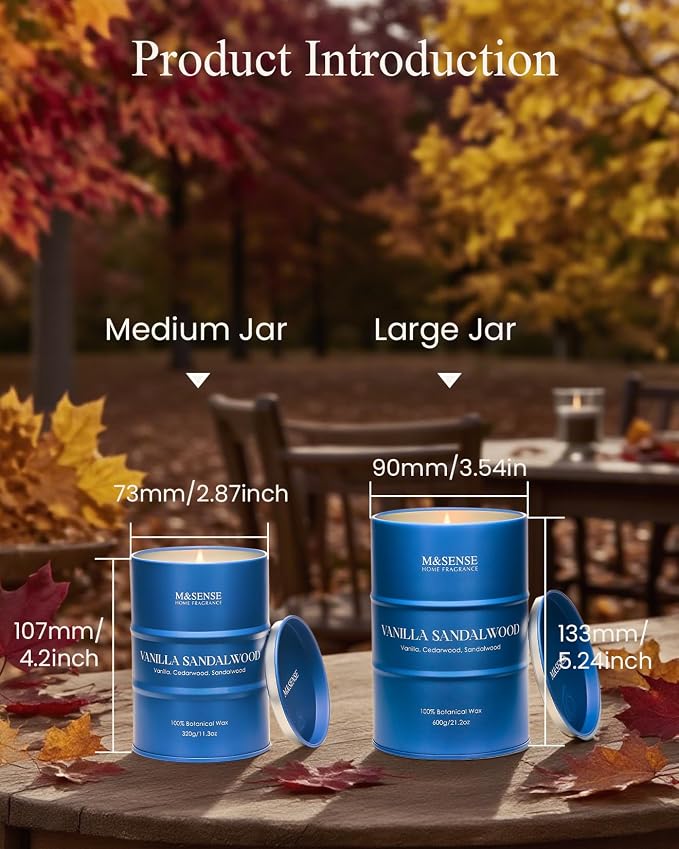 M&SENSE Vanilla Sandalwood Scented Candles Large, Natural Soy Candles 21.2oz - Image 5