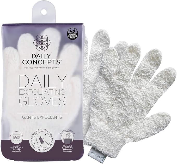 Daily Exfoliating Gloves, Reusable Packaging, Created to Instantly Polish and by DAILYCONCEPTS