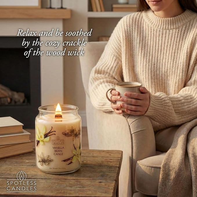 Candle Vanilla Bean 22oz with Wooden Wick in a Presentation Gift Box & - Image 7