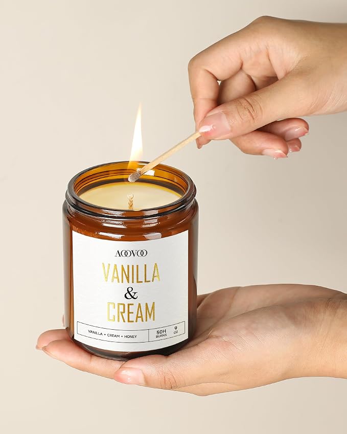 AOOVOO Vanilla Cream Candles - 9 oz Scented Candles - Image 4