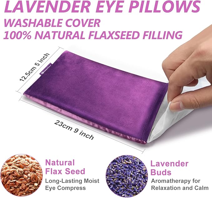 RelaxCoo Lavender Eye Pillow for Relaxation, Weighted Eye Mask Heated for - Image 3