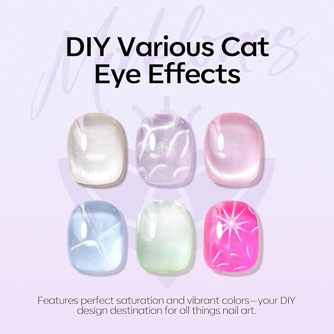 Modelones Cat Eye Gel Nail Polish, 6 Colors Glitter Summer Pink Blue Green Blue - Image 7