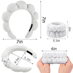 Zkptops 6Pcs Spa Headband for Washing Face Wristbands Set Women Bubble Makeup - Image 4