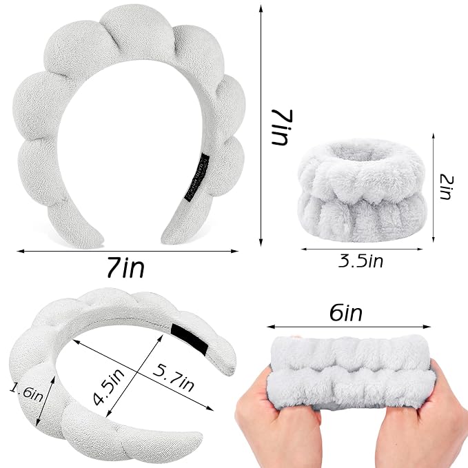 Zkptops 6Pcs Spa Headband for Washing Face Wristbands Set Women Bubble Makeup - Image 4