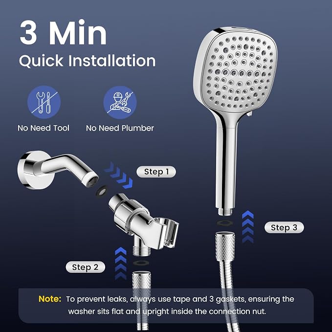 Filtered Shower Head with Handheld, High Pressure 7 Spray Showerhead with - Image 7